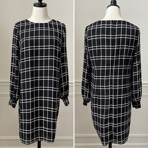 Banana Republic Black White Shift Dress Long Sleeve 4